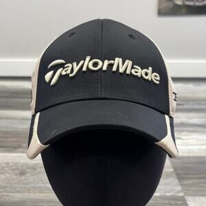 Taylormade R11 Series Black Gray OS Adjustable Strapback Colorblock Golf Cap Hat